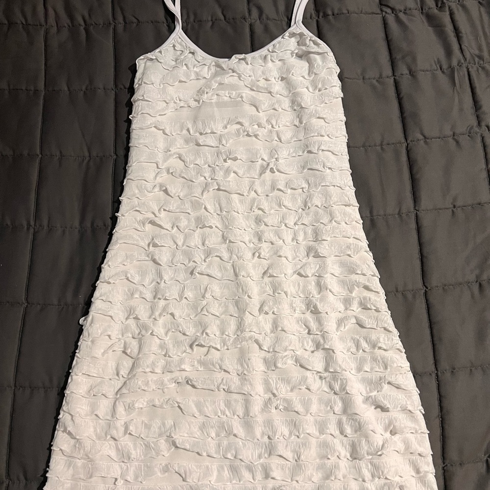 Woman’s White Ruffle Dress Size S Midi Length